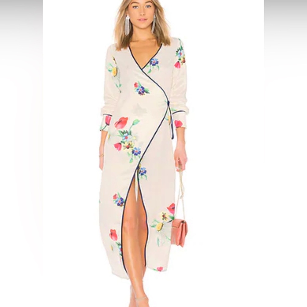 LPA Ivory 707 Dress in Poppy with Navy Trim